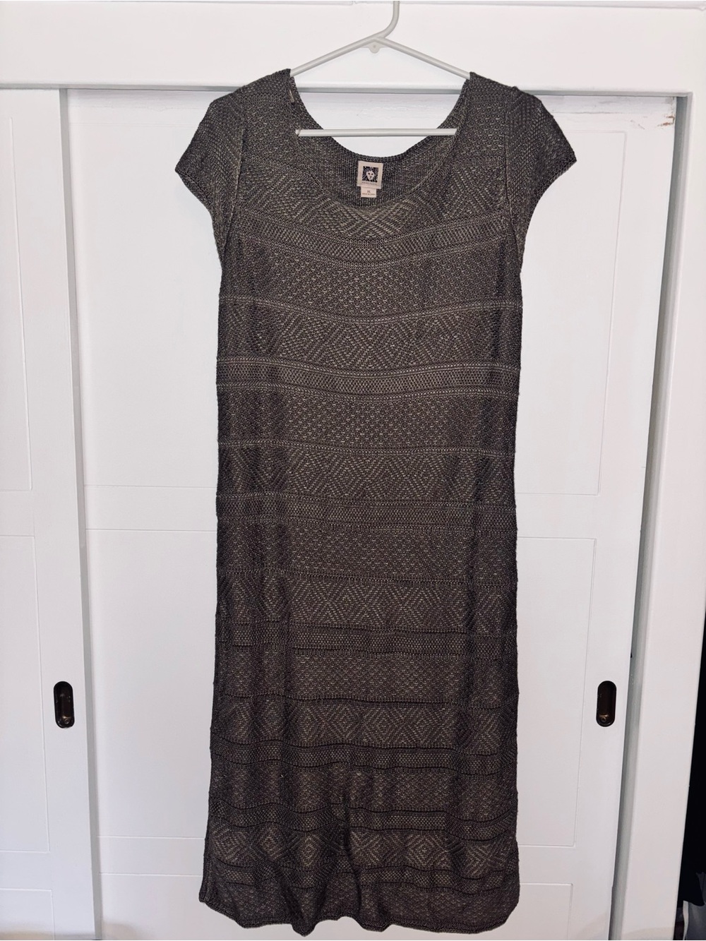 Anne Klein Olive green Cap-Sleeve Knit Dress